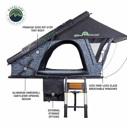 XD Lohtse - Clamshell Aluminum Roof Top Tent, 2 Person, Grey Body and Black Rainfly Overland Vehicle Systems-1