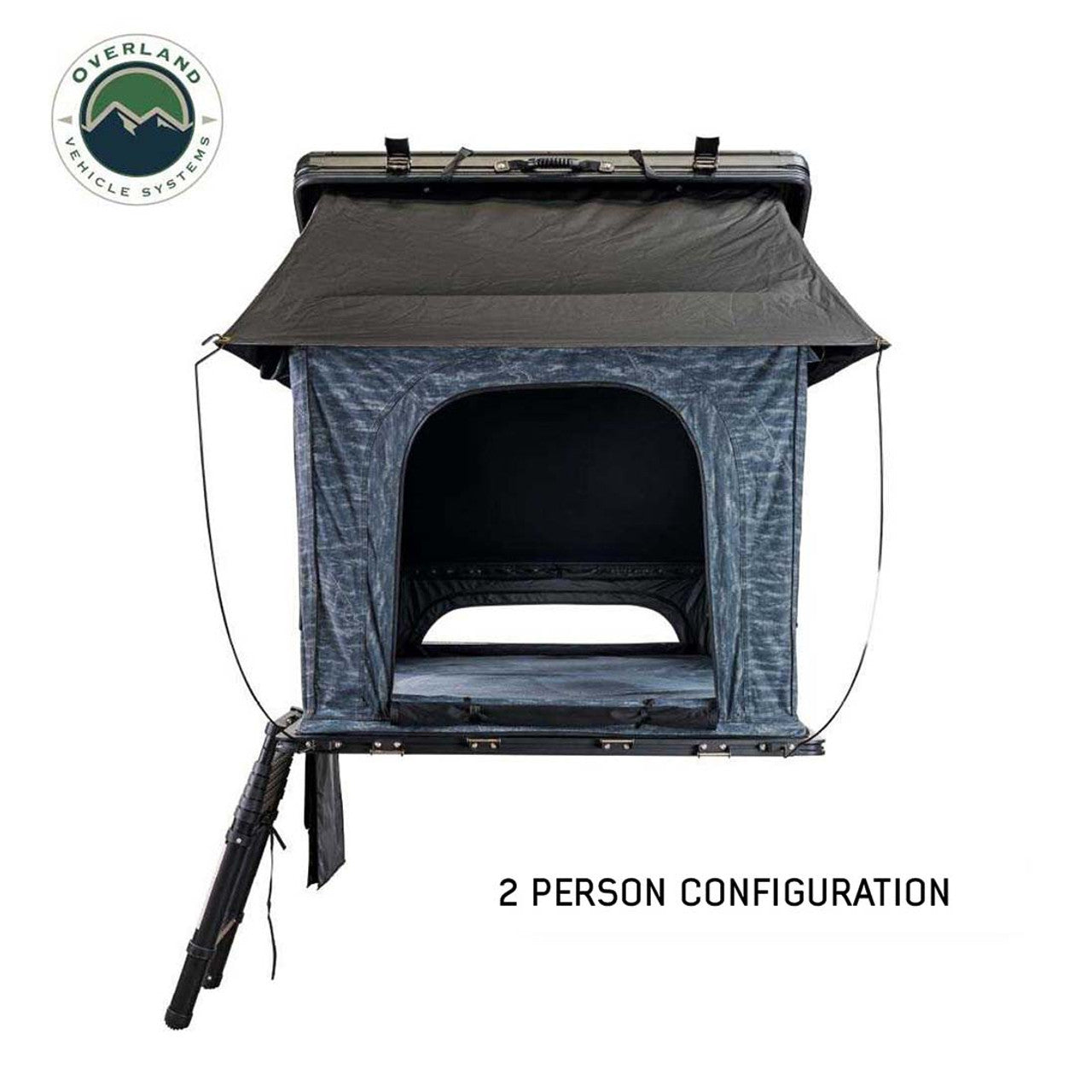 Overland Vehicle Systems XD Lohtse - Clamshell Aluminum Roof Top Tent, 2 Person, Grey Body and Black Rainfly Overland Vehicle Systems