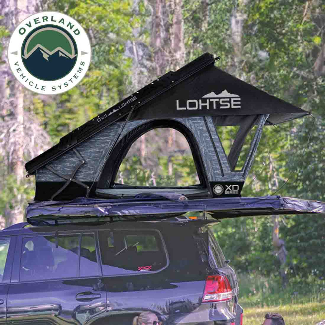 Overland Vehicle Systems XD Lohtse - Clamshell Aluminum Roof Top Tent, 2 Person, Grey Body and Black Rainfly Overland Vehicle Systems