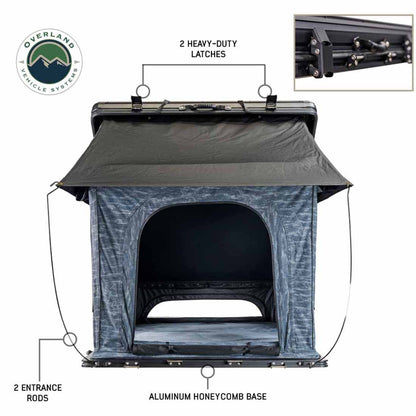 XD Lohtse - Clamshell Aluminum Roof Top Tent, 2 Person, Grey Body and Black Rainfly Overland Vehicle Systems-4