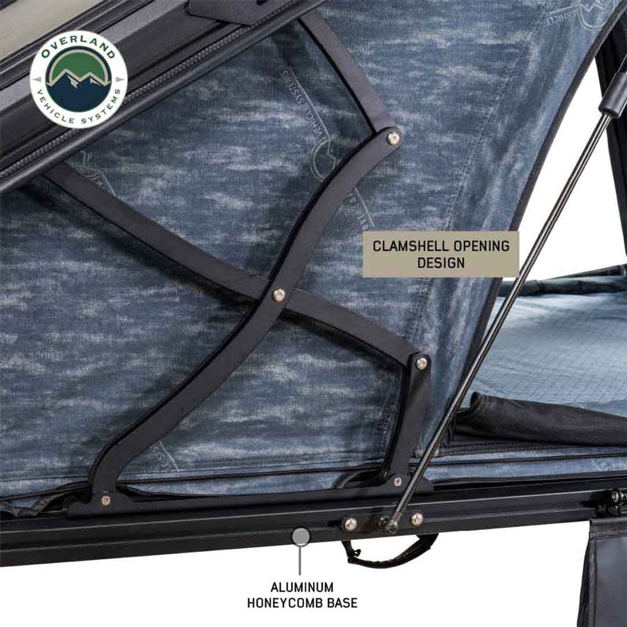 Overland Vehicle Systems XD Lohtse - Clamshell Aluminum Roof Top Tent, 2 Person, Grey Body and Black Rainfly Overland Vehicle Systems
