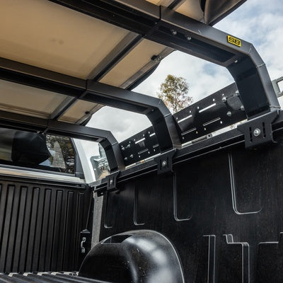 Defender Low Profile Bed Rack Black Carbon Steel Smittybilt-4