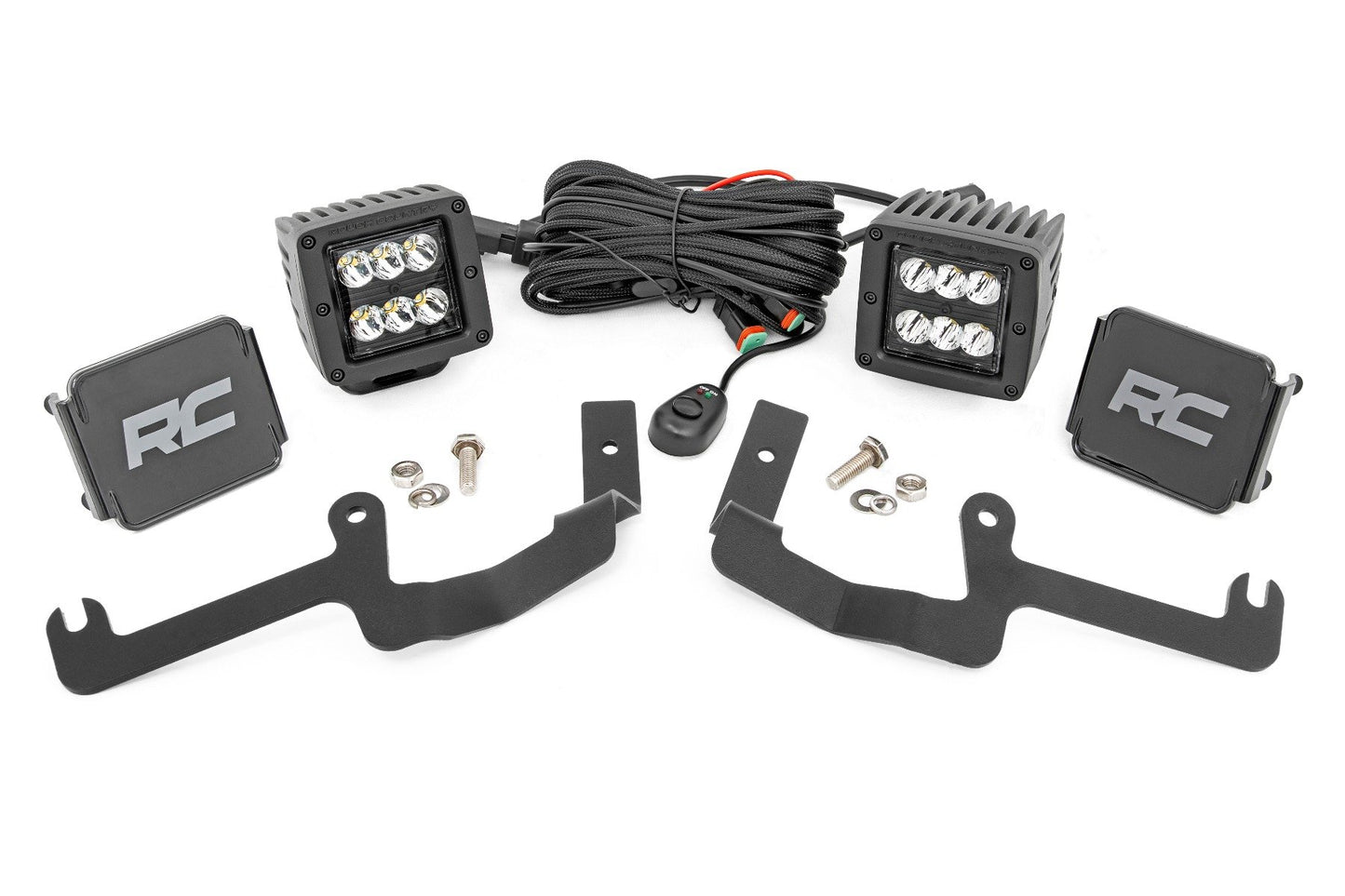 LED Light Kit | Ditch Mount | 2" Black Pair | Spot | Chevy Silverado 1500 (19-24) Rough Country