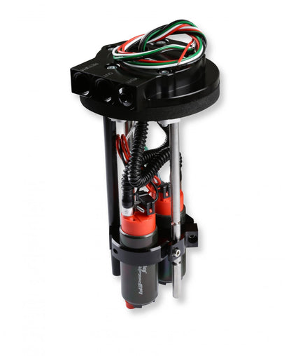 Dual In-Tank Retrofit Fuel Module W/Return 340 LPH Dual 340 LPH Drop-In Retrofit Fuel System-E85 Compatible Supports Up To 1400 Or 1800 Carb Hp (Hp Rating At 60 Psi At 13.5 Volts / 24 Amp Draw) Holley Sniper EFI-1