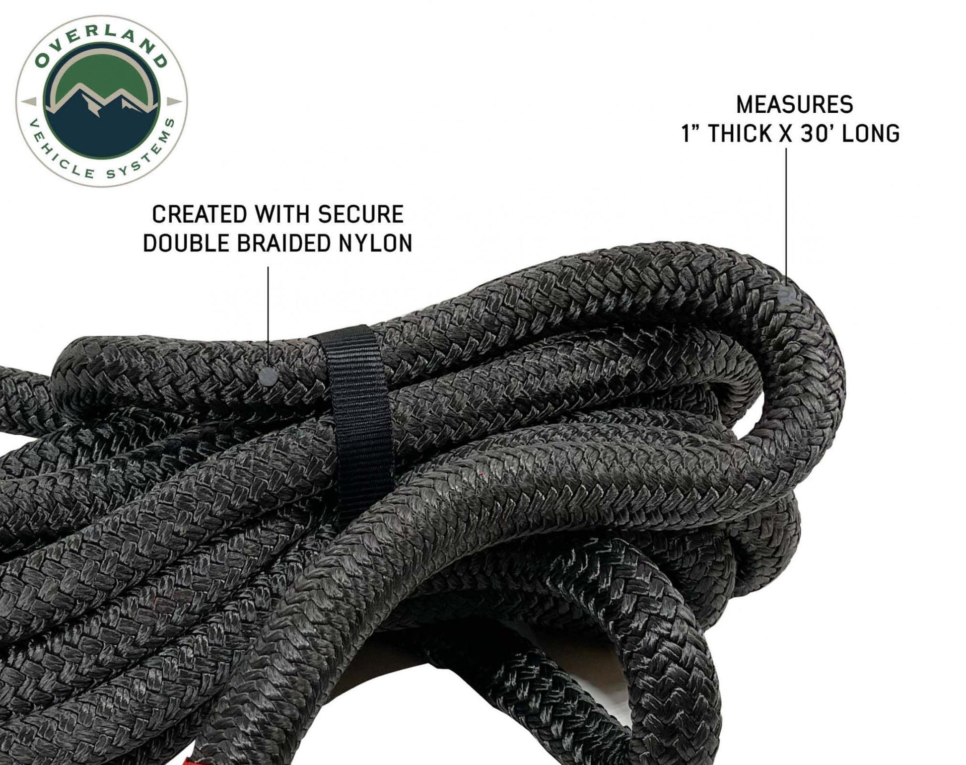 Overland Vehicle Systems Brute Kinetic Rope Recovery Strap 1 x 30 Foot 30 Percent Stretch Overland Vehicle Systems