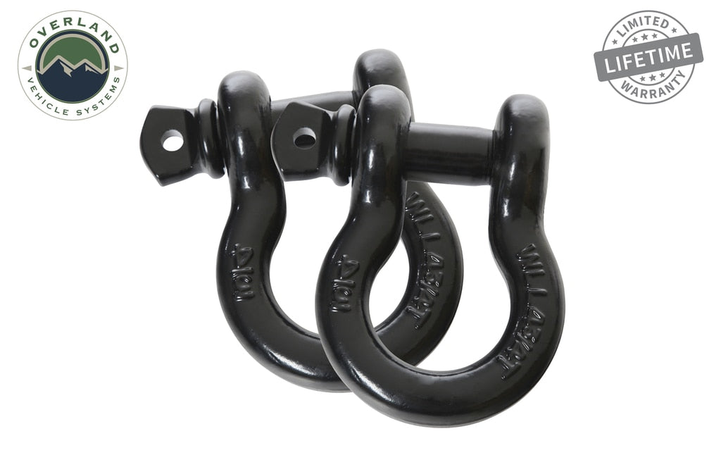 Overland Vehicle Systems Recovery Shackle 19010201 3/4 4.75 Ton Black Sold In Pairs Overland Vehicle Systems