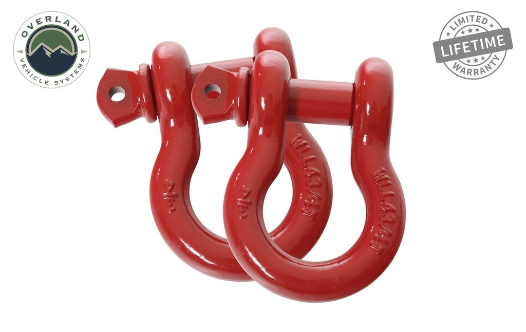 19010204 Recovery Shackle 3/4 Inch 4.75 Ton Red - Sold In Pairs Overland Vehicle Systems-4