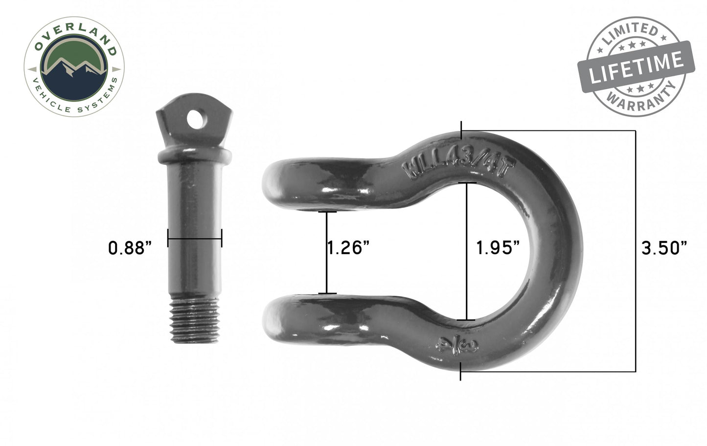 Overland Vehicle Systems Buy Overland Vehicle Systems Recovery Shackle D Ring 3/4 Inch 4.75 Ton Grey Overland Vehicle Systems