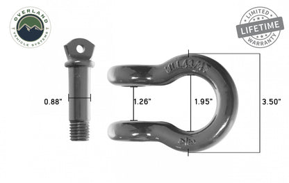 Buy Recovery Shackle D Ring 3/4 Inch 4.75 Ton Grey Overland Vehicle Systems-5