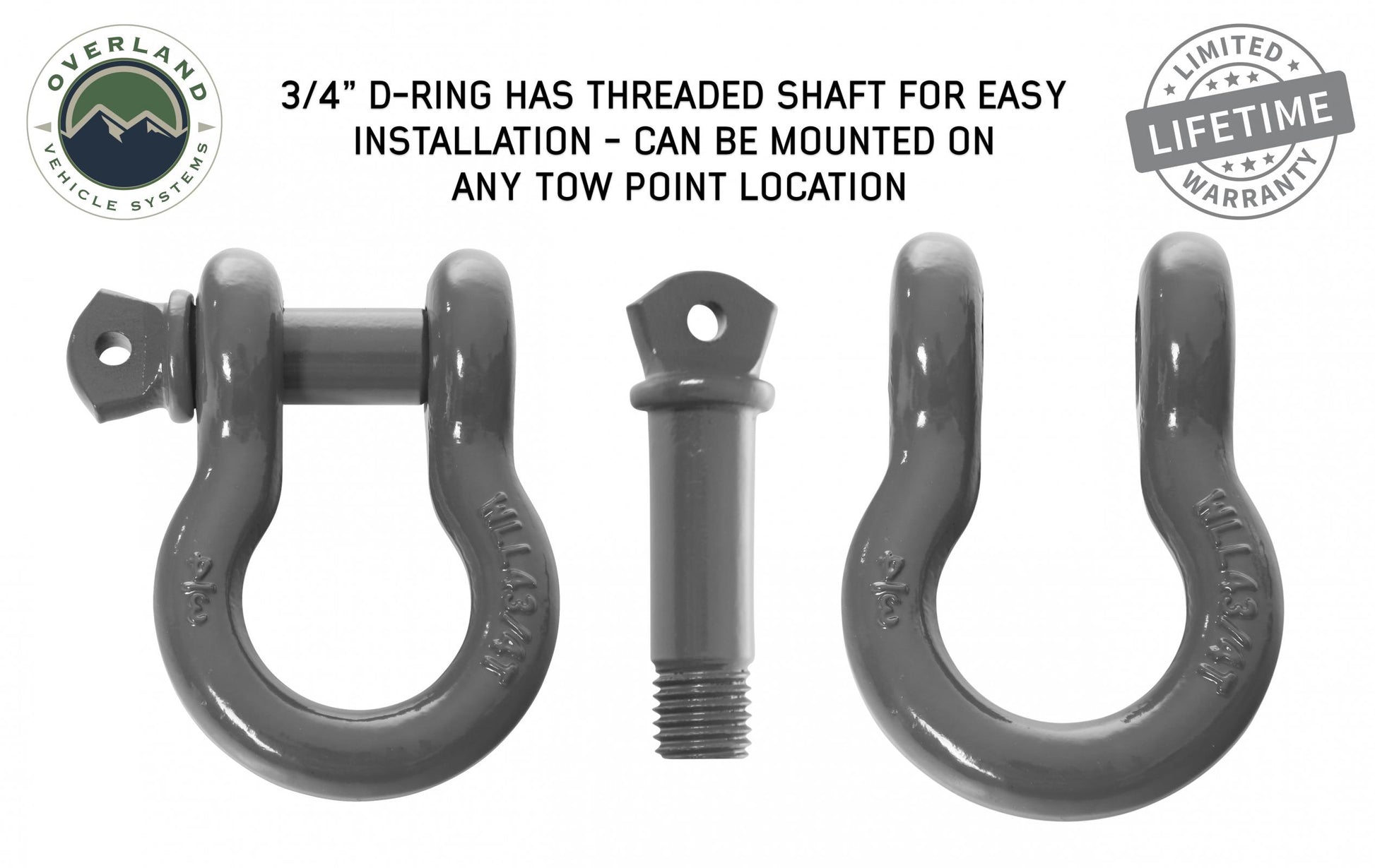 Overland Vehicle Systems Buy Overland Vehicle Systems Recovery Shackle D Ring 3/4 Inch 4.75 Ton Grey Overland Vehicle Systems