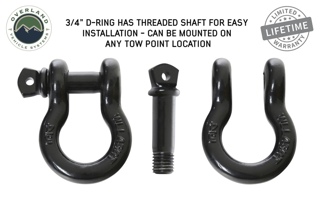 Overland Vehicle Systems Recovery Shackle 19019901 3/4 4.75 Ton Black Overland Vehicle Systems