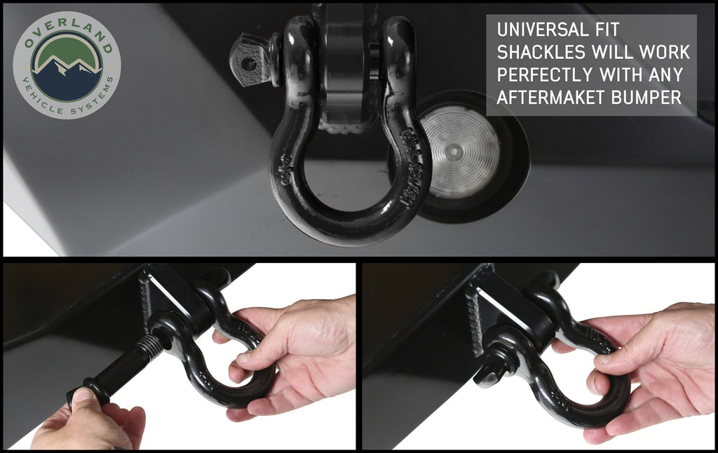 Overland Vehicle Systems Recovery Shackle 19019901 3/4 4.75 Ton Black Overland Vehicle Systems