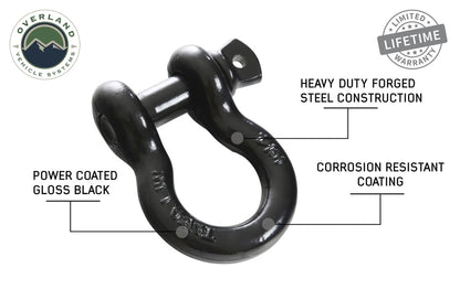 Recovery Shackle 19019901 3/4 4.75 Ton Black Overland Vehicle Systems-3
