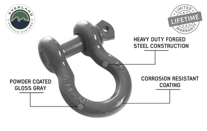 Recovery Shackle 3/4 Inch 4.75 Ton - Gray Universal Overland Vehicle Systems-3