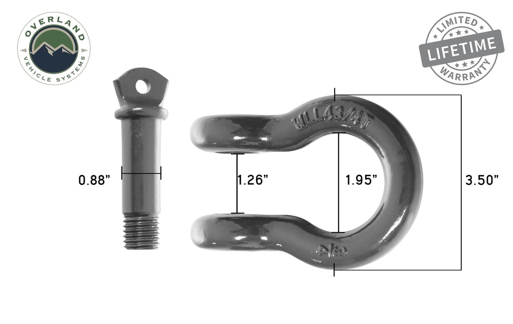 Recovery Shackle 3/4 Inch 4.75 Ton - Gray Universal Overland Vehicle Systems-5
