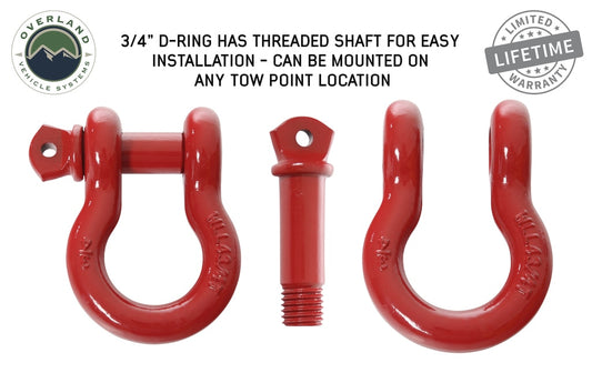 19019904 Recovery Shackle 3/4 Inch 4.75 Ton Red Overland Vehicle Systems-1