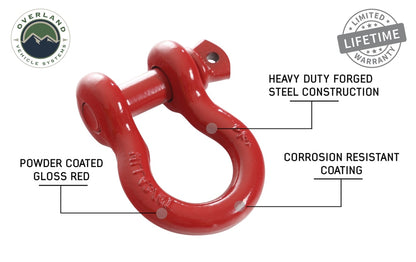 19019904 Recovery Shackle 3/4 Inch 4.75 Ton Red Overland Vehicle Systems-3
