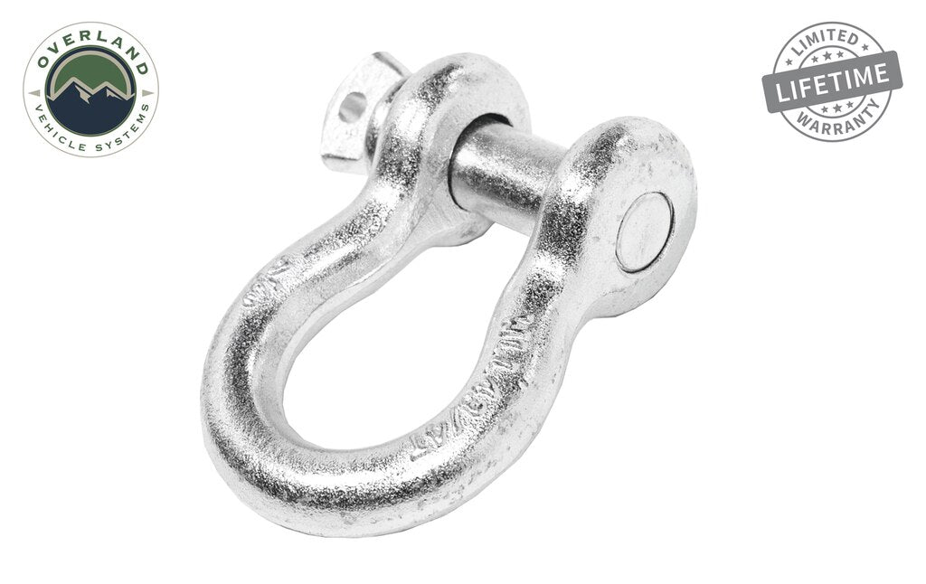 Overland Vehicle Systems Recovery Shackle 3/4 4.75 Ton Zinc - D Ring Recovery Shackle Overland Vehicle Systems