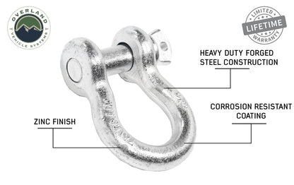 Recovery Shackle 3/4 4.75 Ton Zinc - D Ring Recovery Shackle Overland Vehicle Systems-3