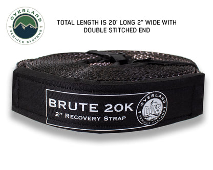 Tow Strap 20000 lbs - 2 x 30' Gray With Black Ends Overland Vehicle Systems-2