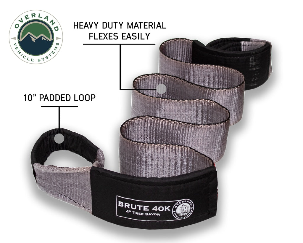 Overland Vehicle Systems Tree Saver Tow Strap 40,000 lb. Gray With Storage Bag Overland Vehicle Systems