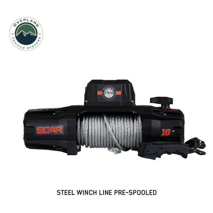 SCAR 10 - 10,000 lb. Winch With Steel Cable and Wireless Remote Overland Vehicle Systems-9