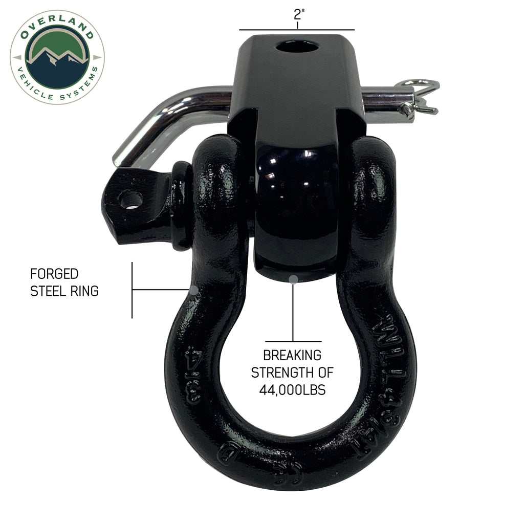 Overland Vehicle Systems Receiver Hitch D-Ring Receiver Mount Recovery Shackle Overland Vehicle Systems