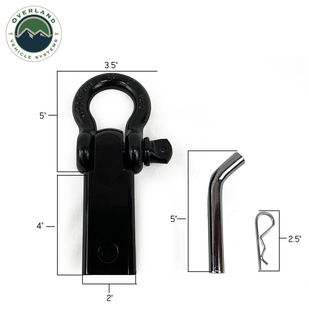 Overland Vehicle Systems Receiver Hitch D-Ring Receiver Mount Recovery Shackle Overland Vehicle Systems