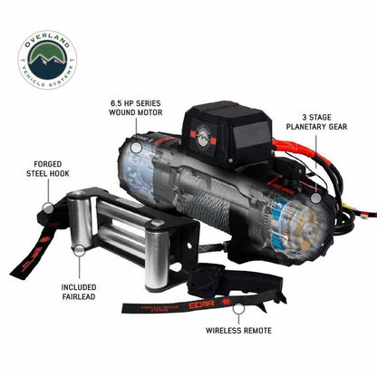 SCAR 12 - 12,000 lb. Winch With Steel Cable and Wireless Remote Overland Vehicle Systems-3