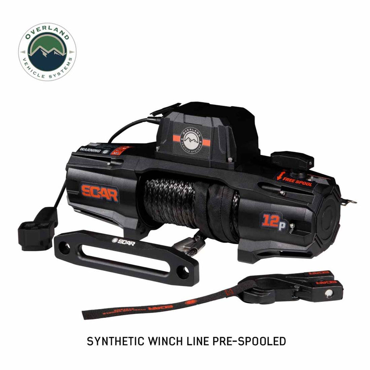 Overland Vehicle Systems SCAR 12P - 12,000 lb. Winch With Synthetic Rope and Wireless Remote Overland Vehicle Systems