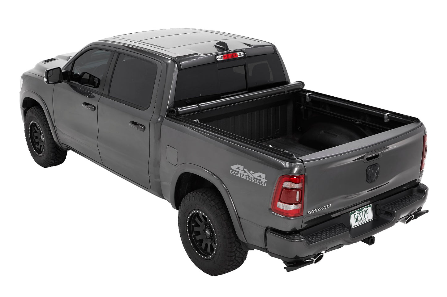 EZ-Roll Soft Tonneau Cover For Ram 2019-2024 1500 Black Tailgate Spoiler Not Included Bestop-2
