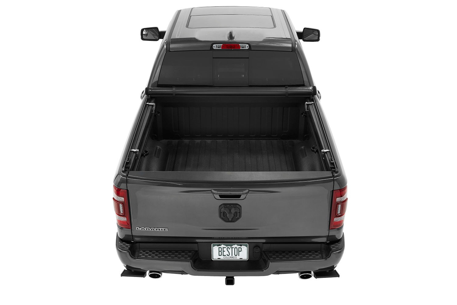 EZ-Roll Soft Tonneau Cover For Ram 2019-2024 1500 Black Tailgate Spoiler Not Included Bestop-4