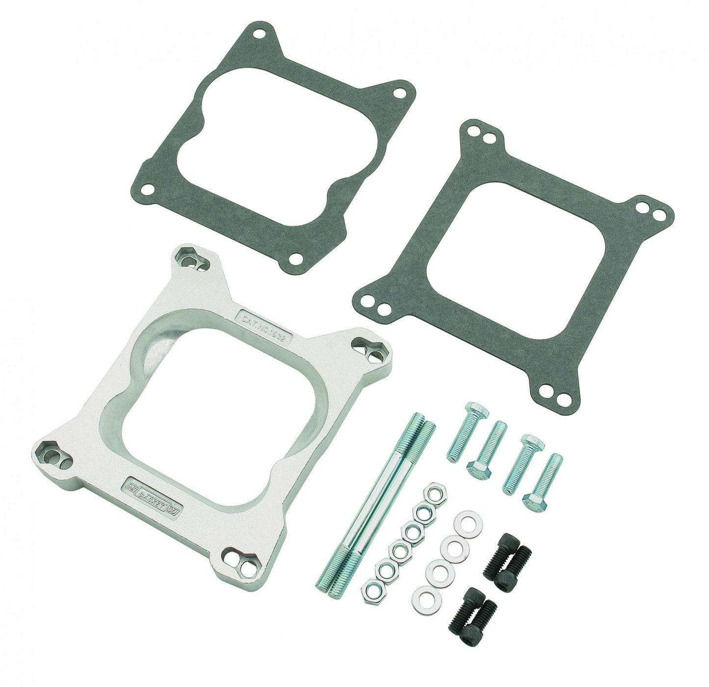 Carb Adapter Open Center Adapts 4-barrel Square Flange carburetors to spreadbore intake manifolds Mr Gasket-7