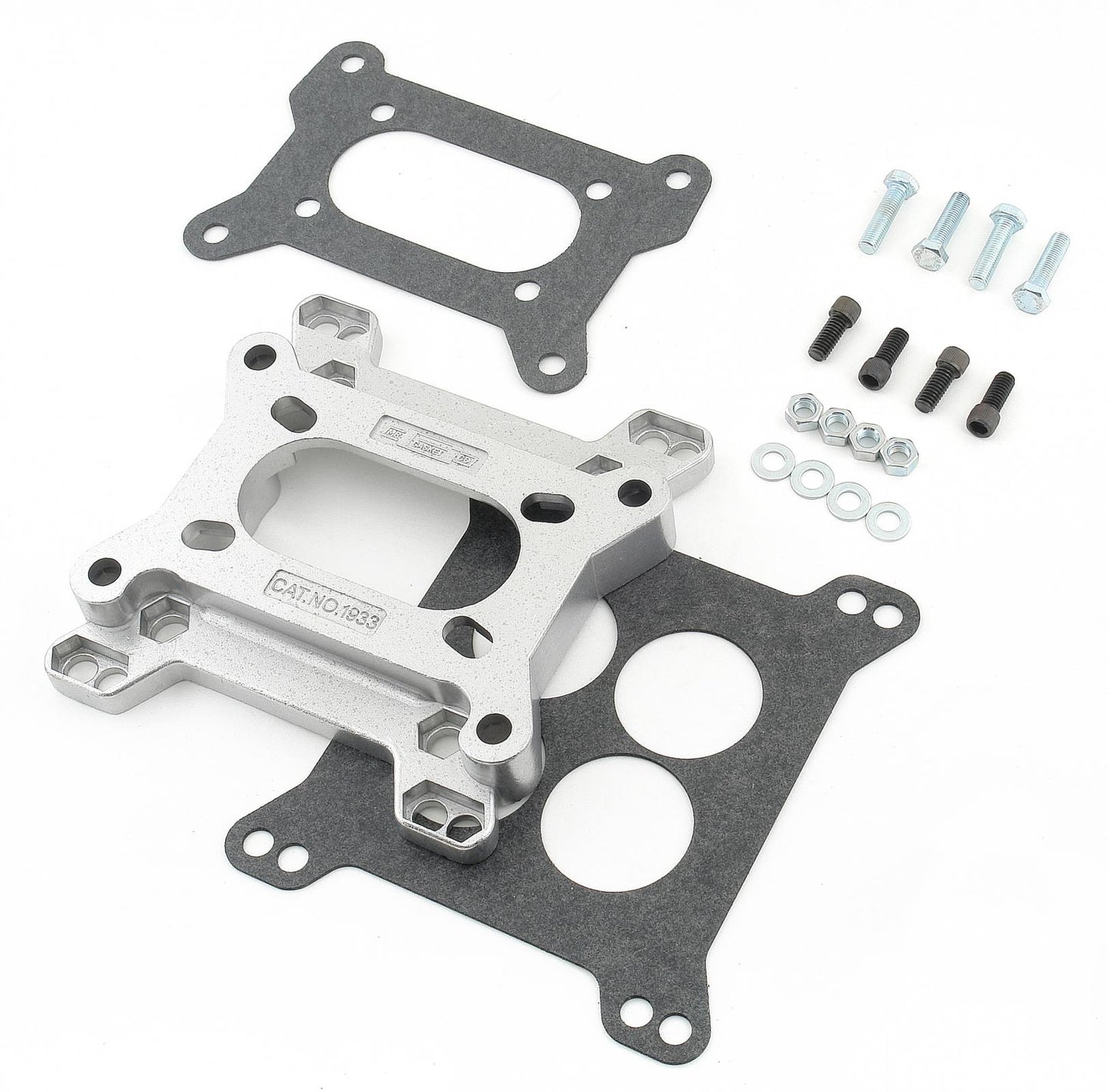 Carb Adapter Adapter squarebore 4-Barrel carburetors to 2-Barrel squarebore intake manifolds Mr Gasket