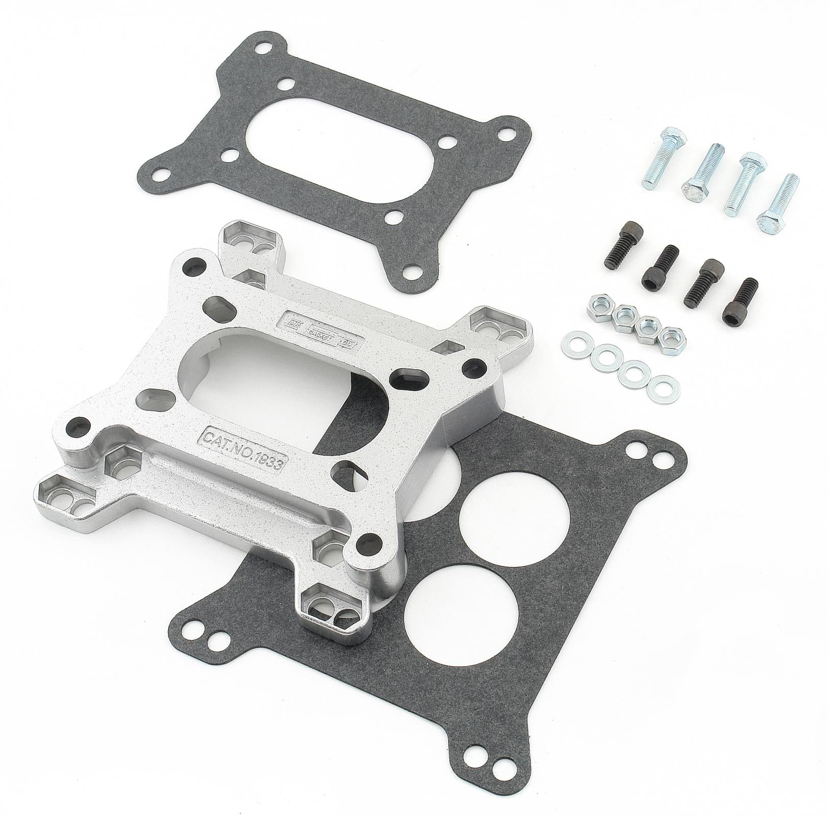 Carb Adapter Adapter squarebore 4-Barrel carburetors to 2-Barrel squarebore intake manifolds Mr Gasket