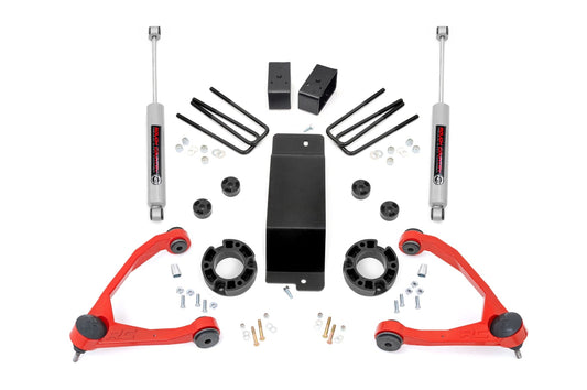 3.5 Inch Lift Kit Alum/Cast Steel Red Silverado/Sierra 1500 (07-16) Rough Country