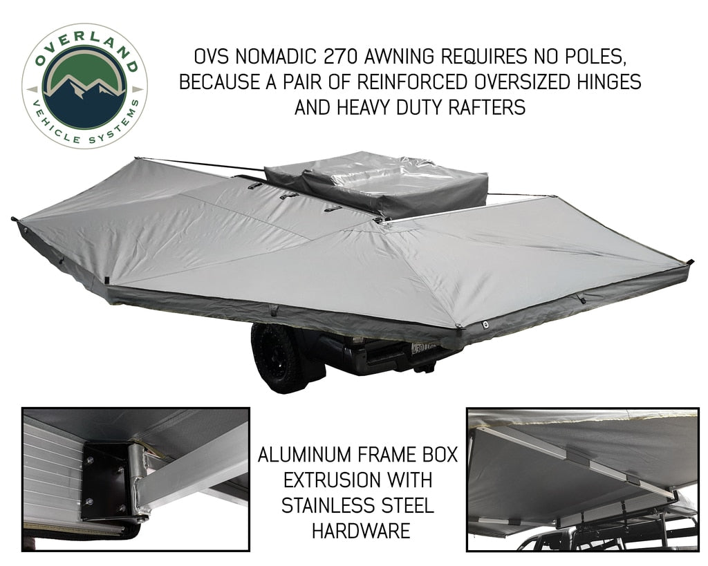 Overland Vehicle Systems Nomadic Awning 270 Degree - Driver Side Dark Gray Overland Vehicle Systems