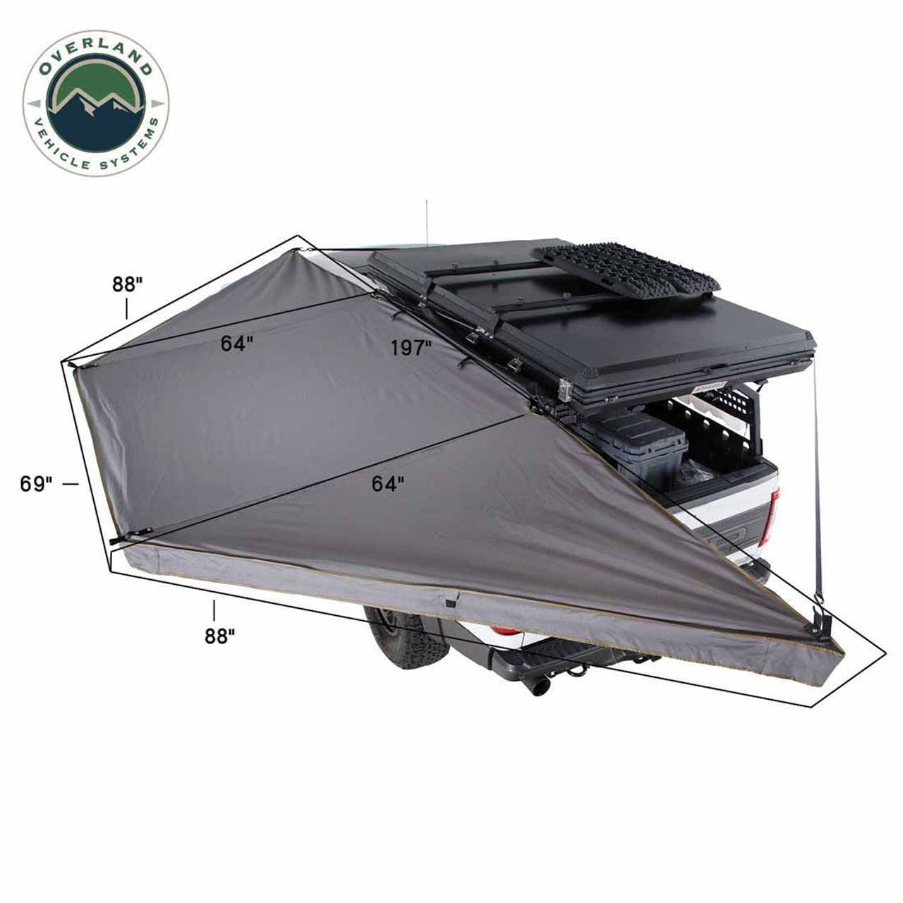 HD Nomadic 180 LTE - Awning, Grey Body, Green Trim and Black Travel Cover Overland Vehicle Systems-2