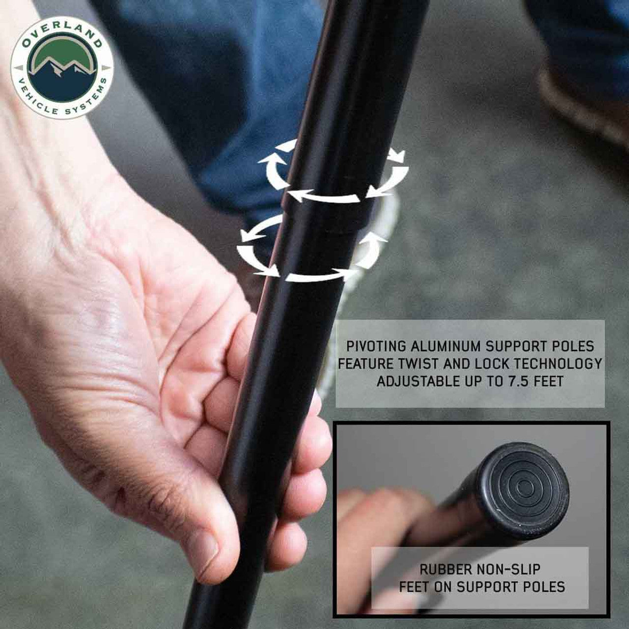 Overland Vehicle Systems HD Nomadic 180 LTE - Awning, Grey Body, Green Trim and Black Travel Cover Overland Vehicle Systems