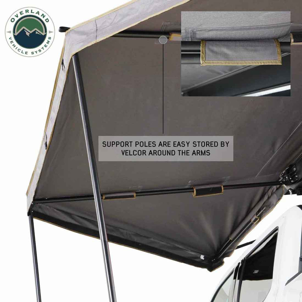 Overland Vehicle Systems HD Nomadic 180 LTE - Awning, Grey Body, Green Trim and Black Travel Cover Overland Vehicle Systems