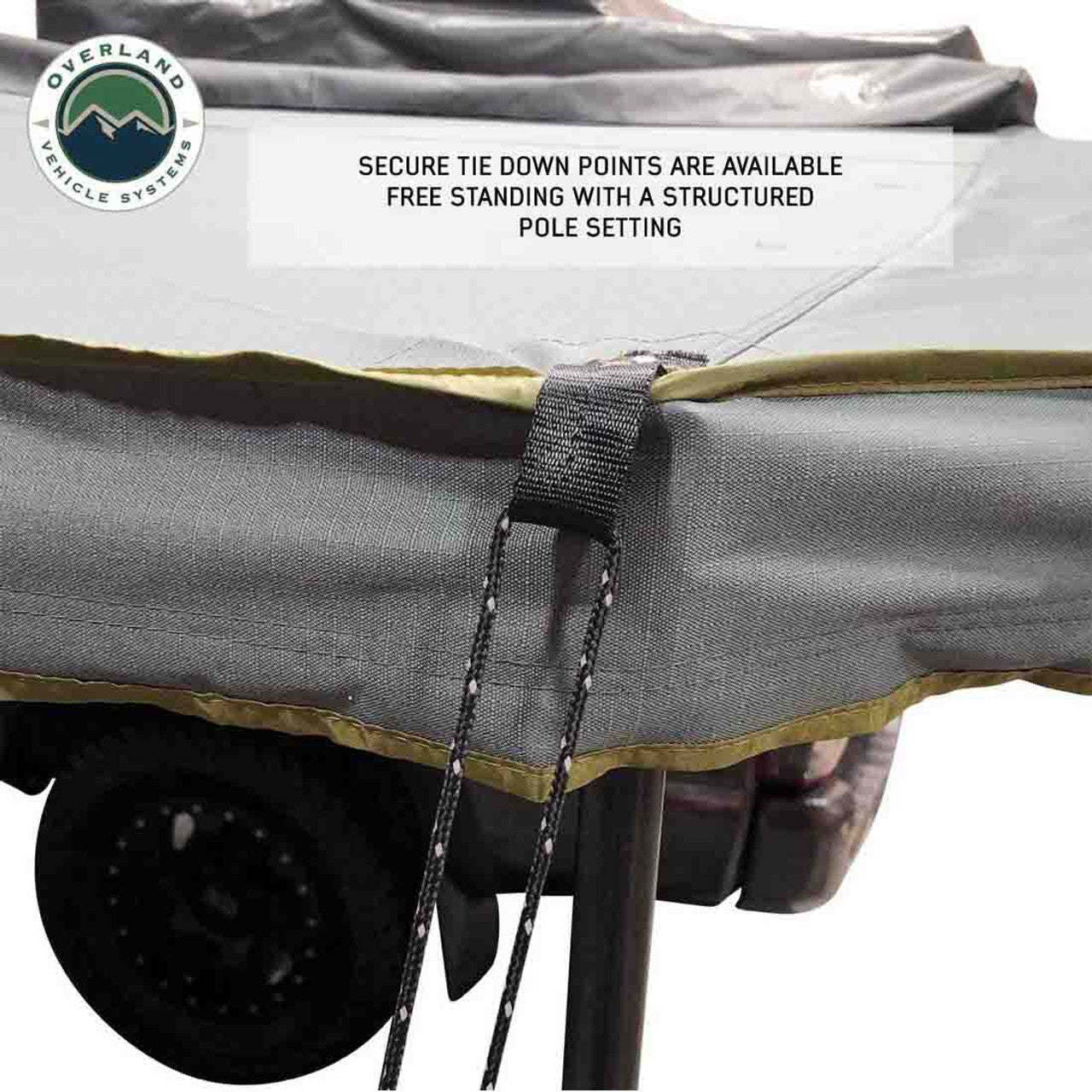Overland Vehicle Systems HD Nomadic 180 LTE - Awning, Grey Body, Green Trim and Black Travel Cover Overland Vehicle Systems