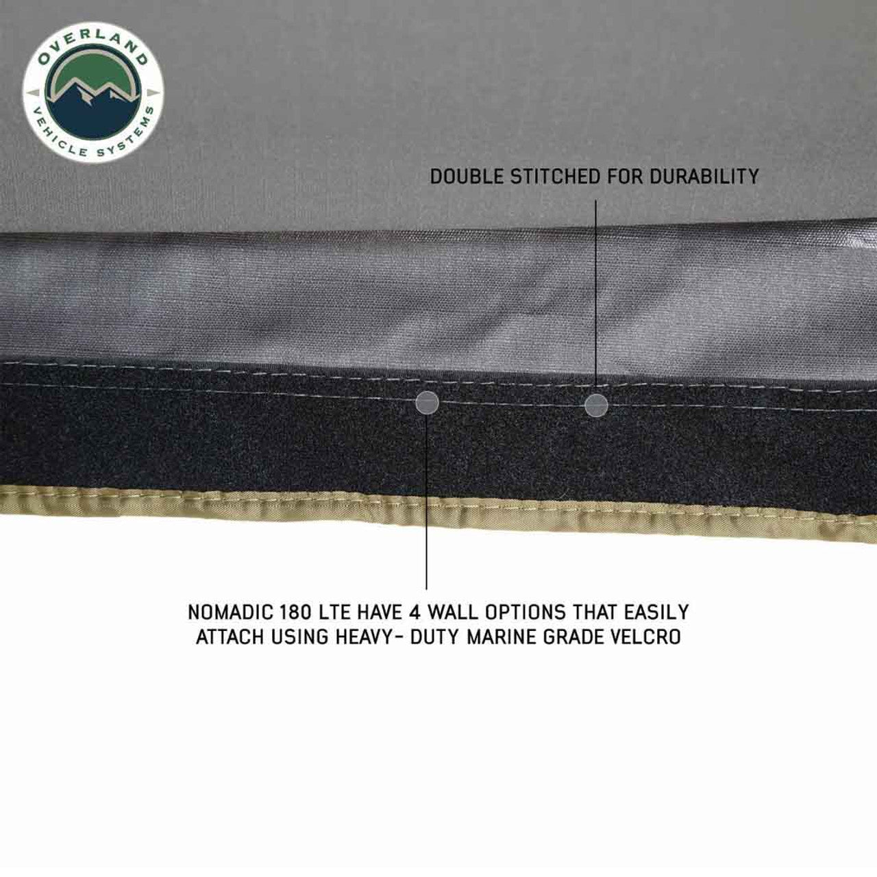 Overland Vehicle Systems HD Nomadic 180 LTE - Awning, Grey Body, Green Trim and Black Travel Cover Overland Vehicle Systems