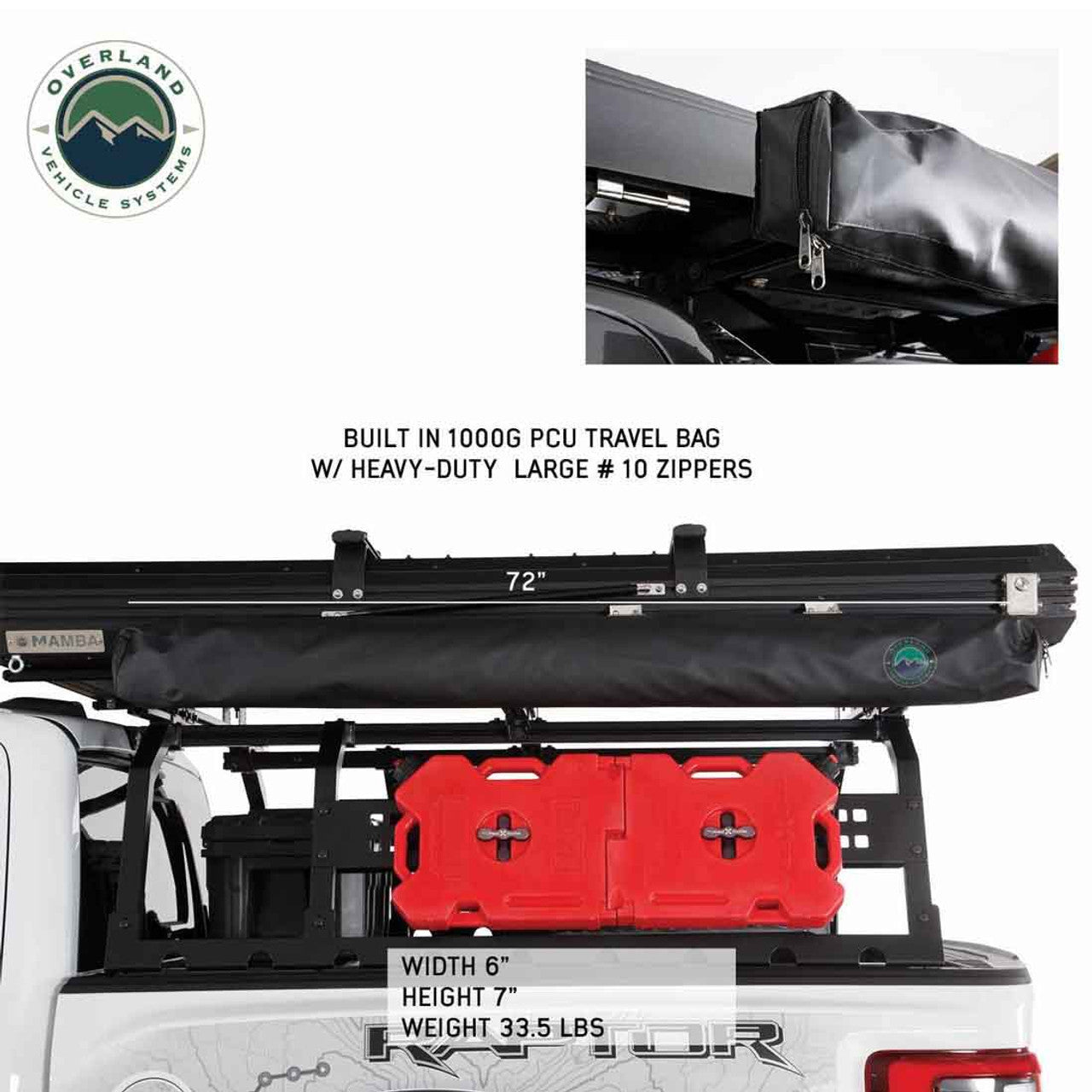 HD Nomadic 180 LTE - Awning, Grey Body, Green Trim and Black Travel Cover Overland Vehicle Systems-16