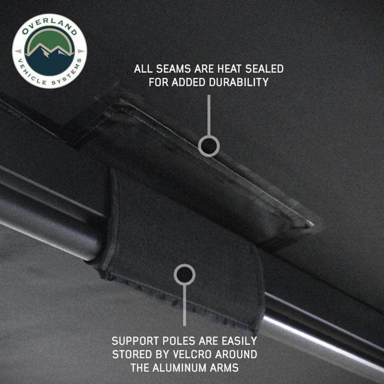 Overland Vehicle Systems XD Nomadic 270 - Awning W/Lights and Black Out , Driver Side, Black Body, Black Trim and Black Travel Cover Overland Vehicle Systems