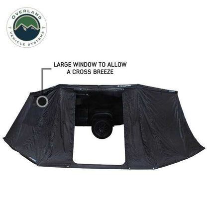 XD Nomadic 270 - Awning Wall 1 W/Black Out, Driver Side, Black Body, Black Trim W/Storage Bag Overland Vehicle Systems-1
