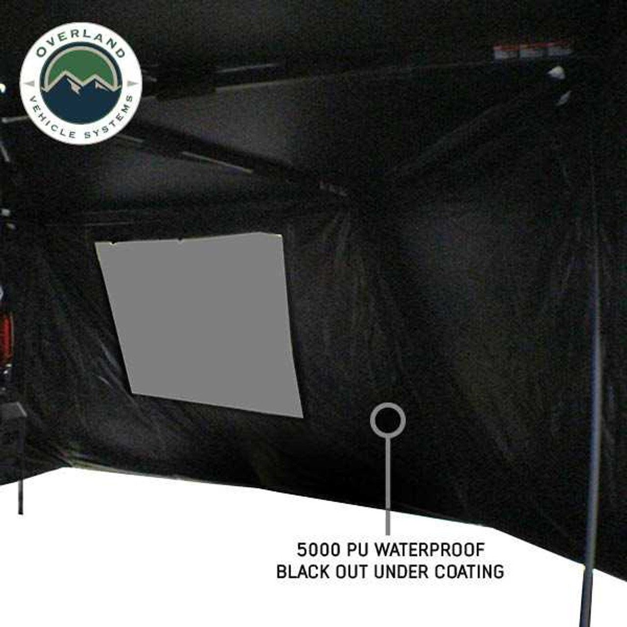 Overland Vehicle Systems XD Nomadic 270 - Awning Wall 1 W/Black Out, Driver Side, Black Body, Black Trim W/Storage Bag Overland Vehicle Systems