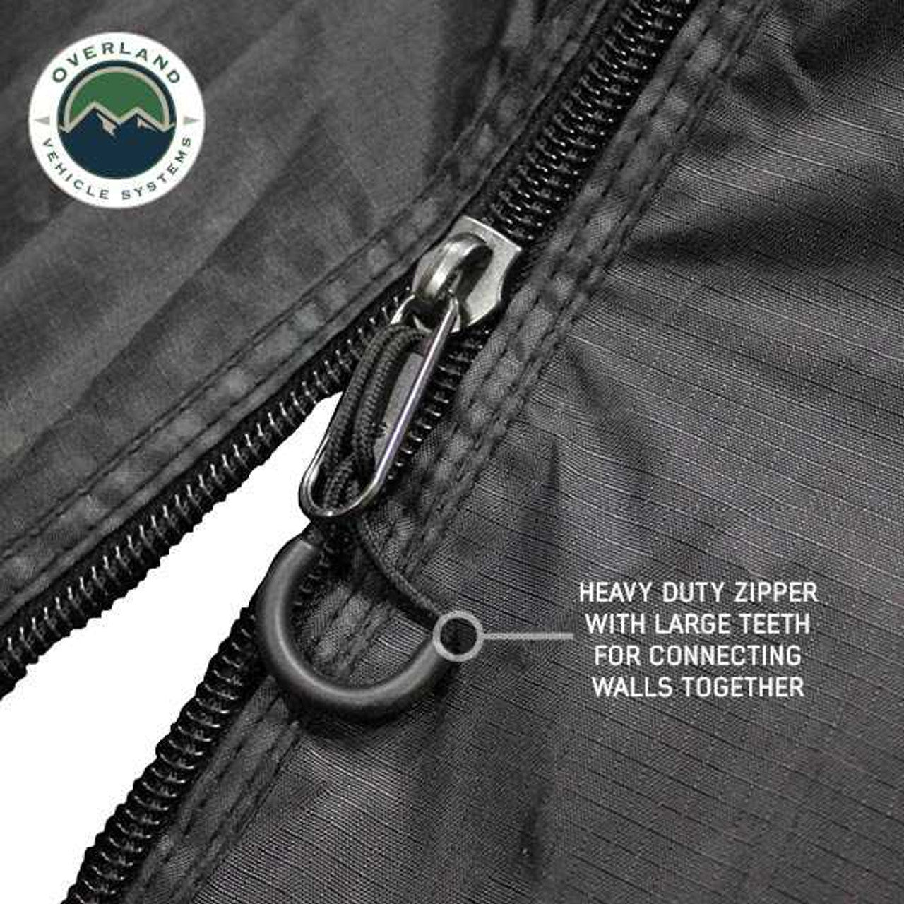 Overland Vehicle Systems XD Nomadic 270 - Awning Wall 1 W/Black Out, Passenger Side, Black Body, Black Trim W/Storage Bag Overland Vehicle Systems