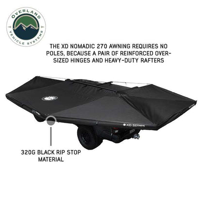 XD Nomadic 270 - Awning, Lights, Black Out, Wall Kit, Driver Side, Black Body, Black Trim and Black Travel Cover Overland Vehicle Systems-2