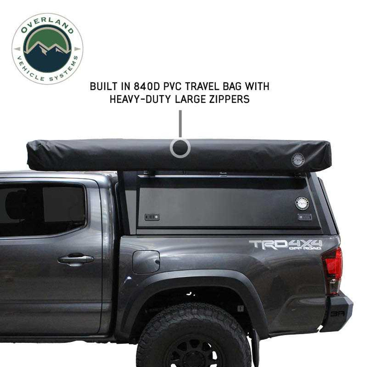 Overland Vehicle Systems XD Nomadic 270 - Awning, Lights, Black Out, Wall Kit, Passenger Side, Black Body, Black Trim and Black Travel Cover Overland Vehicle Systems