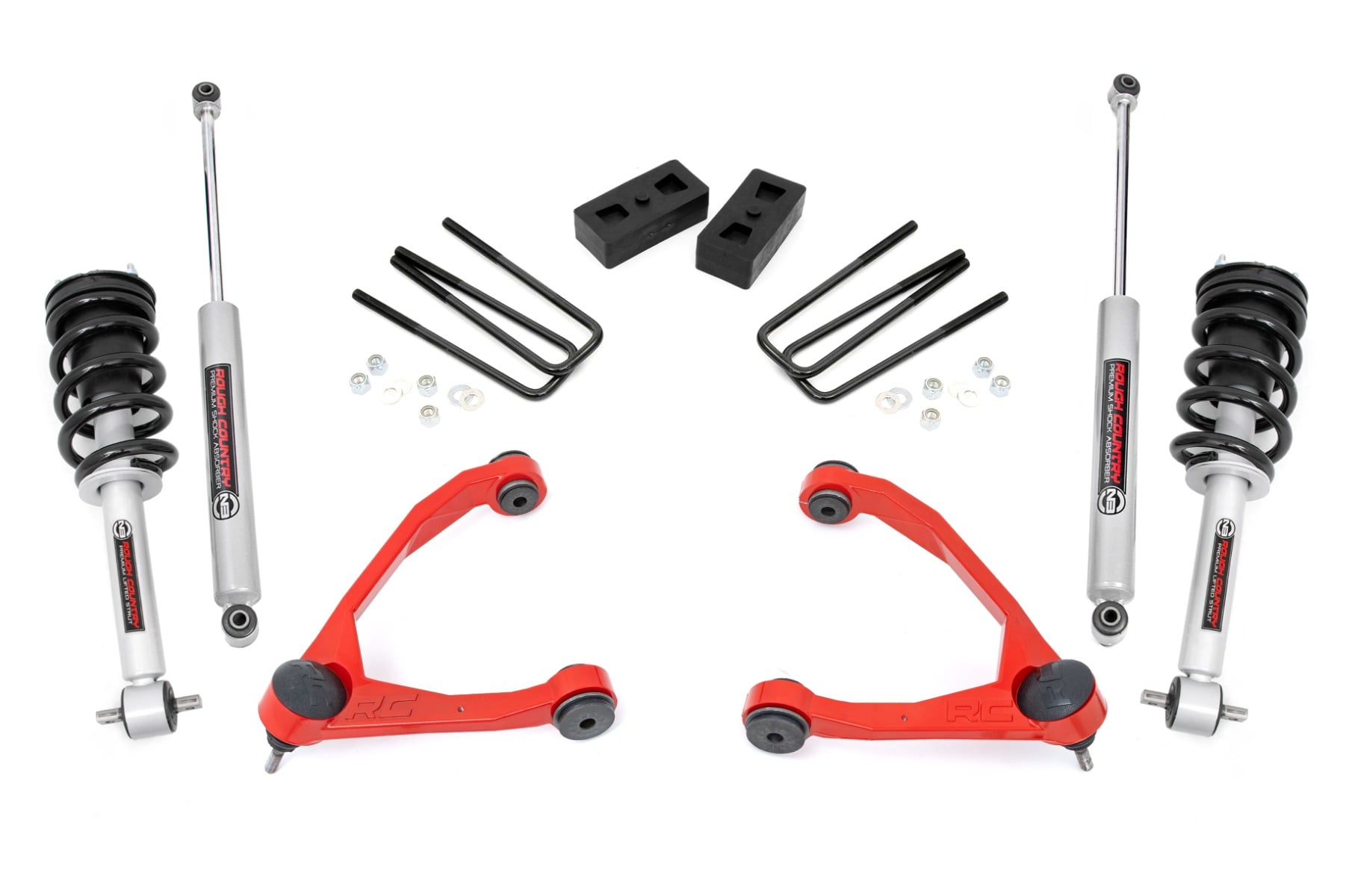 3.5 Inch Lift Kit Cast Steel N3 Strut Red Silverado/Sierra 1500 (14-16) Rough Country